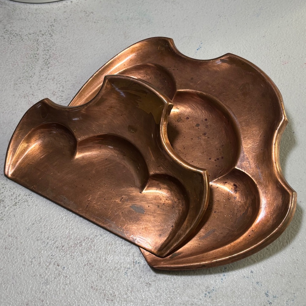 Antique Manning Bowman Copper Crumb Tray Scraper Set 1918 Silent Butler Antique